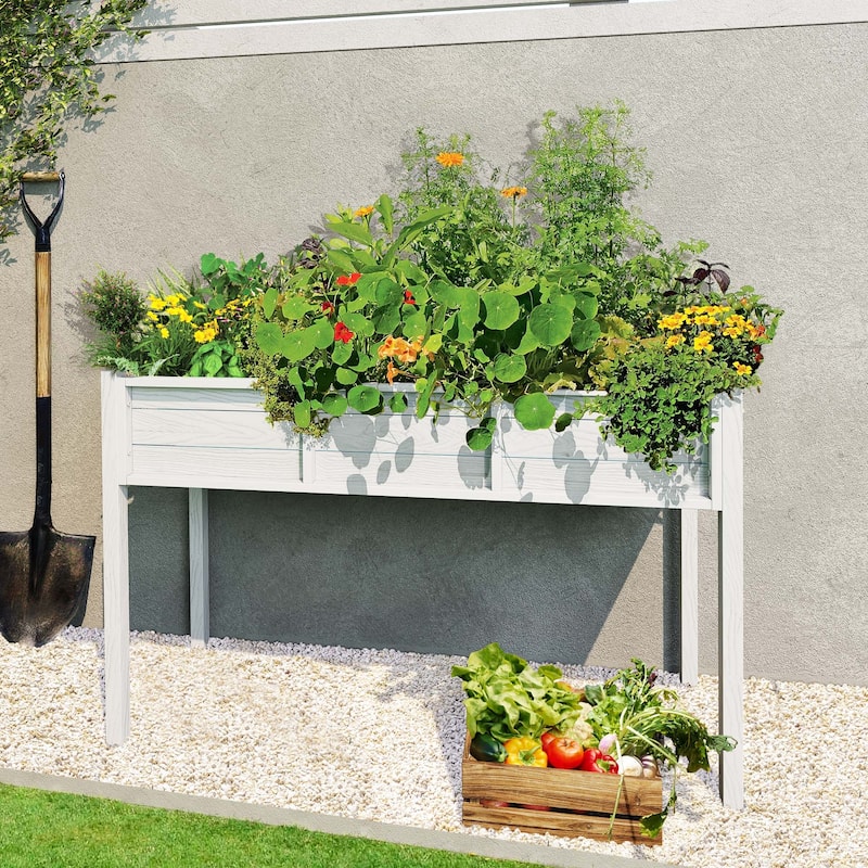 Moasis Poly Wood Raised Garden Bed Planter Box Stand for Backyard Patio Balcony
