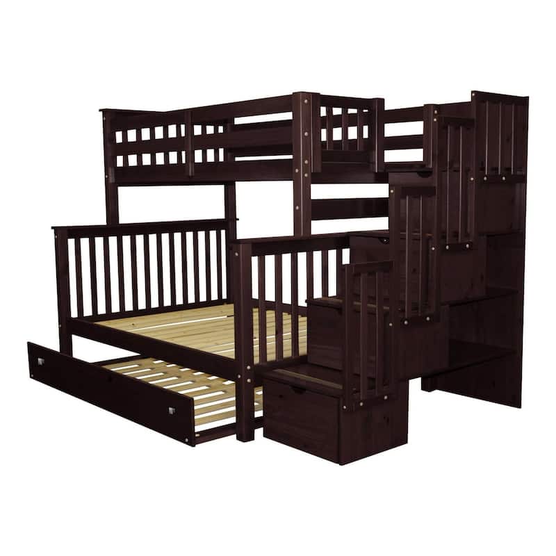 Taylor & Olive Trillium Twin over Full Stairway Bunk Bed, Full Trundle