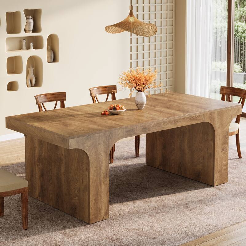 Farmhouse Rectangular Dining Table for 6-8 People - Brown