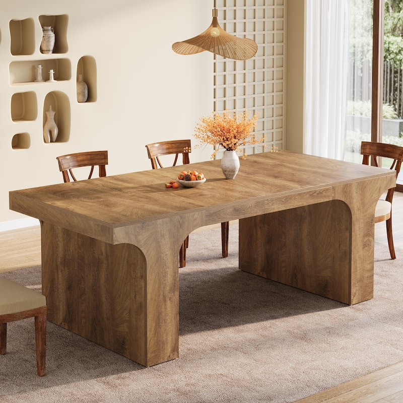 Wooden Rectangular Dining Table for 6-8 People with Sled Base