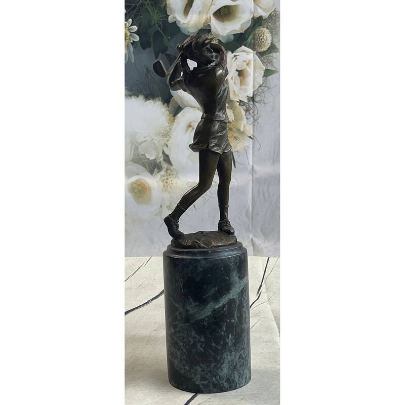 Signature Milo Statuary Bronze Statue Of Girl Golfer ~ New Hand Made Sculpture