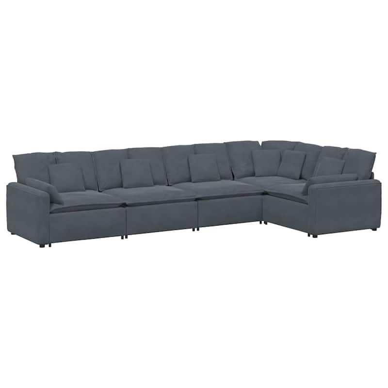 vidaXL Modular Sofa Dark Grey Velvet (100% polyester) L-shaped Modular - 85.4 x 164.2 x 25.2 in