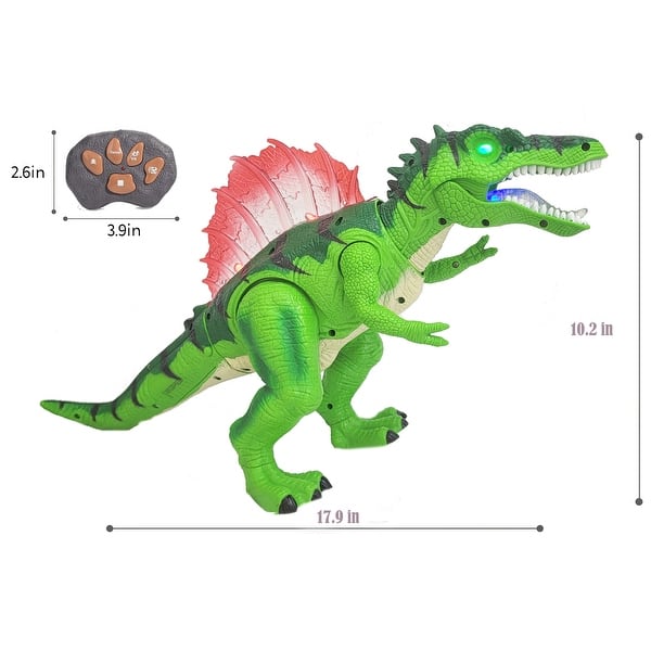 dimension image slide 0 of 4, Walking and Shake Head with Roar Sound and Light Dinosaur Toy