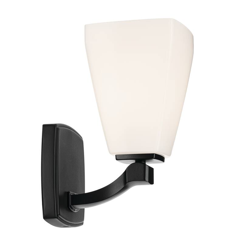 Kichler Lighting Marant 9.5" 1-Light Wall Sconce with Opal Glass in Black