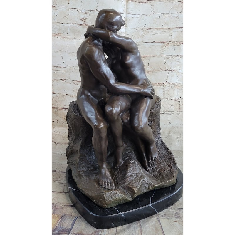 The Kiss By Auguste Rodin Bronze Statue Sculpture Romantic Figure Marble Base 16 Inches X 11 Inches