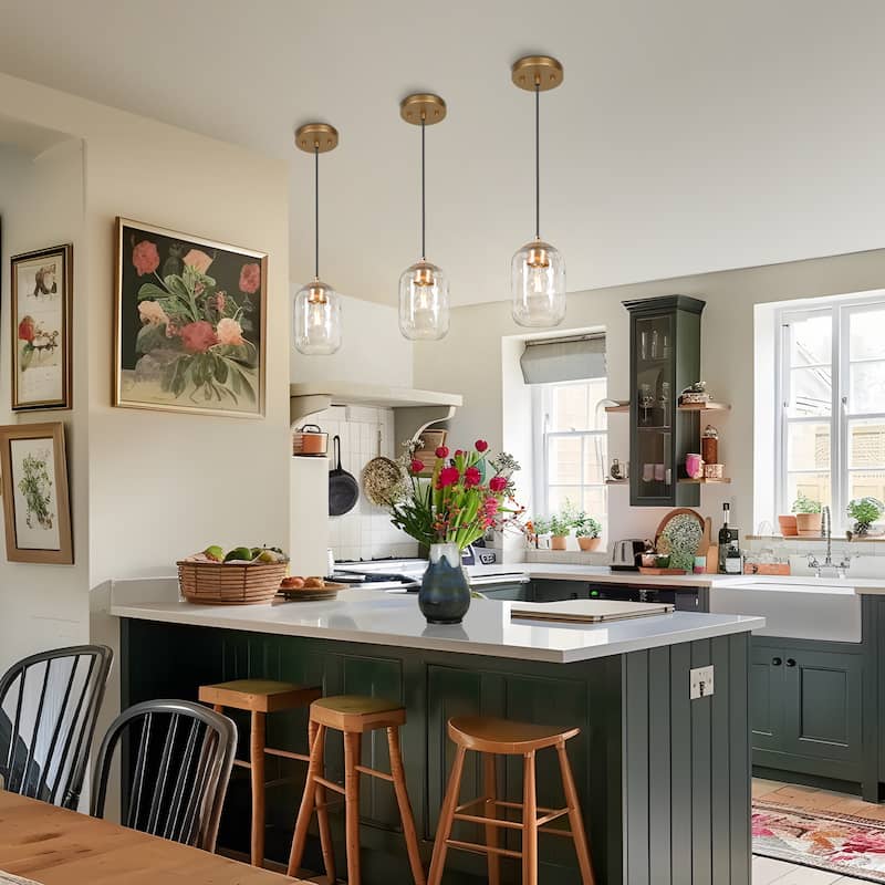Modern Chic 1-light Pendant Light Water Ripple Glasses Kitchen Island Light for Dining Room - 5.3 " D × 8.9 " H