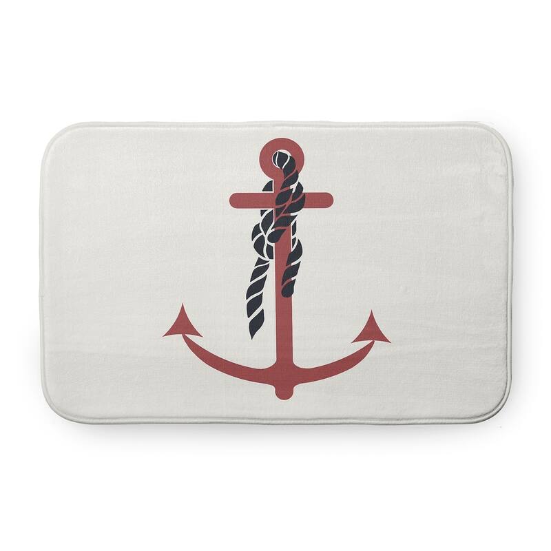 Anchor and Rope Bathmat - 24" x 17" - Ligonberry Red