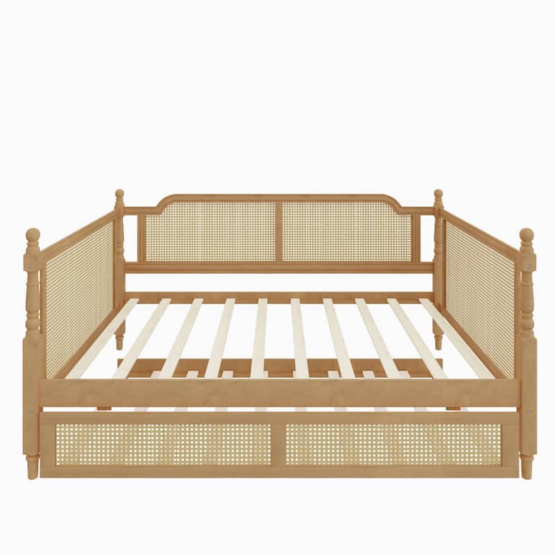 Traditional Rattan Daybed with Storage Drawers or Trundle