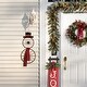 preview thumbnail 3 of 9, Glitzhome Christmas Metal Bike Wheel Snowman Yard Stake with a Plaid Scarf ( 2 Function)