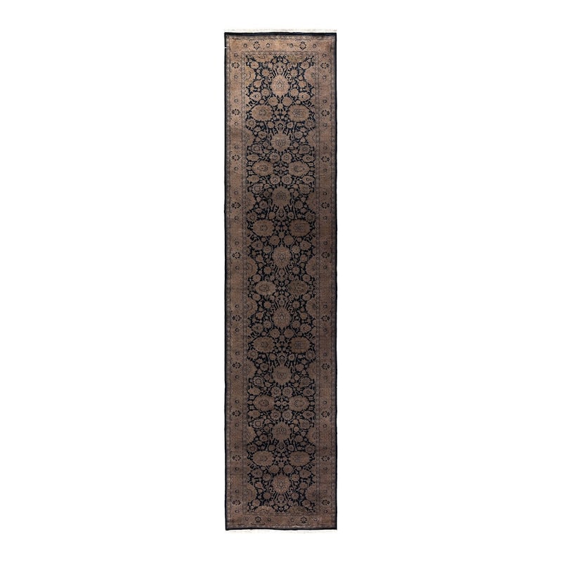 Fine Vibrance, One-of-a-Kind Hand-Knotted Runner Rug - Black, 2' 8" x 12' 4" - 2' 8" x 12' 4"