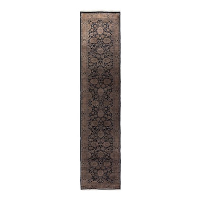 Fine Vibrance, One-of-a-Kind Hand-Knotted Runner Rug - Black, 2' 8" x 12' 4" - 2' 8" x 12' 4"