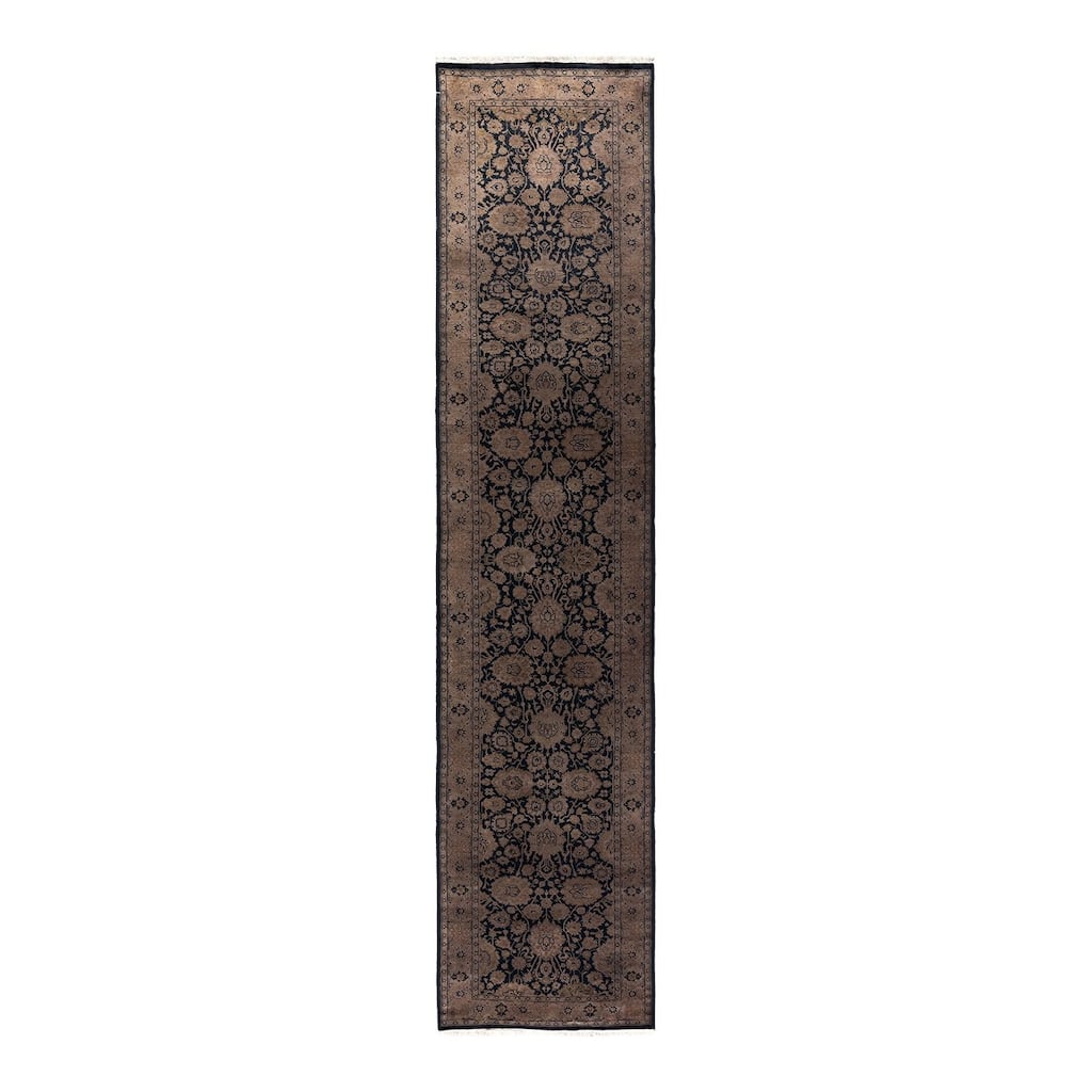 Fine Vibrance, One-of-a-Kind Hand-Knotted Runner Rug - Black, 2' 8" x 12' 4" - 2' 8" x 12' 4"