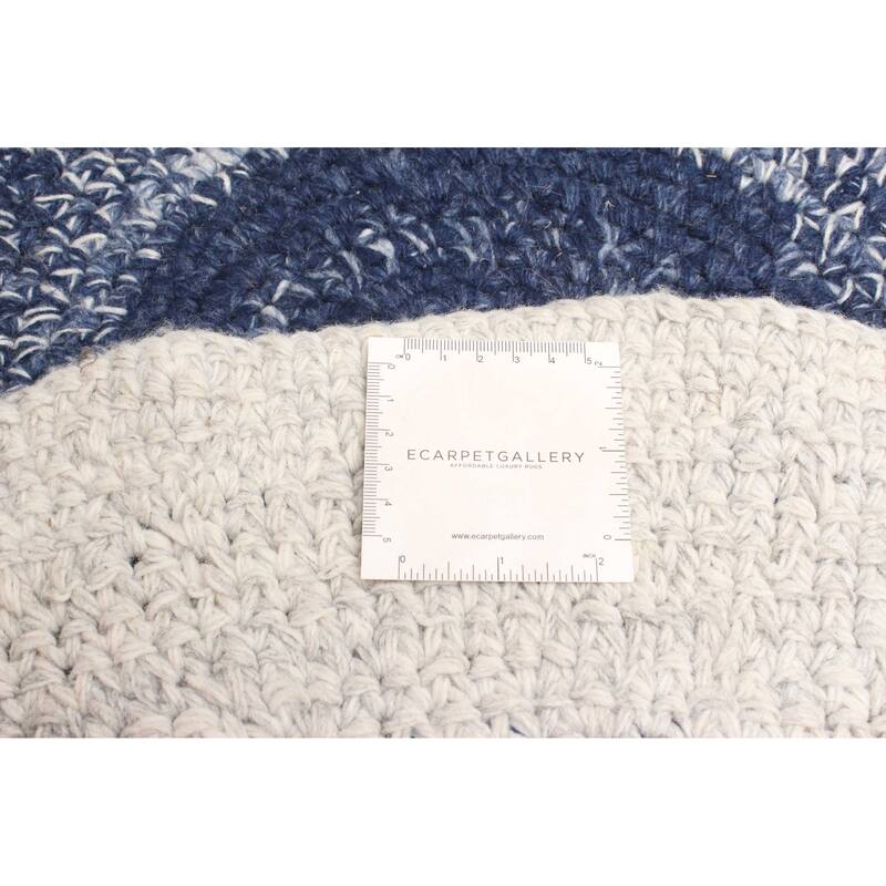 ECARPETGALLERY Braid weave Sienna Dark Navy Wool Rug - 3'11 x 3'11