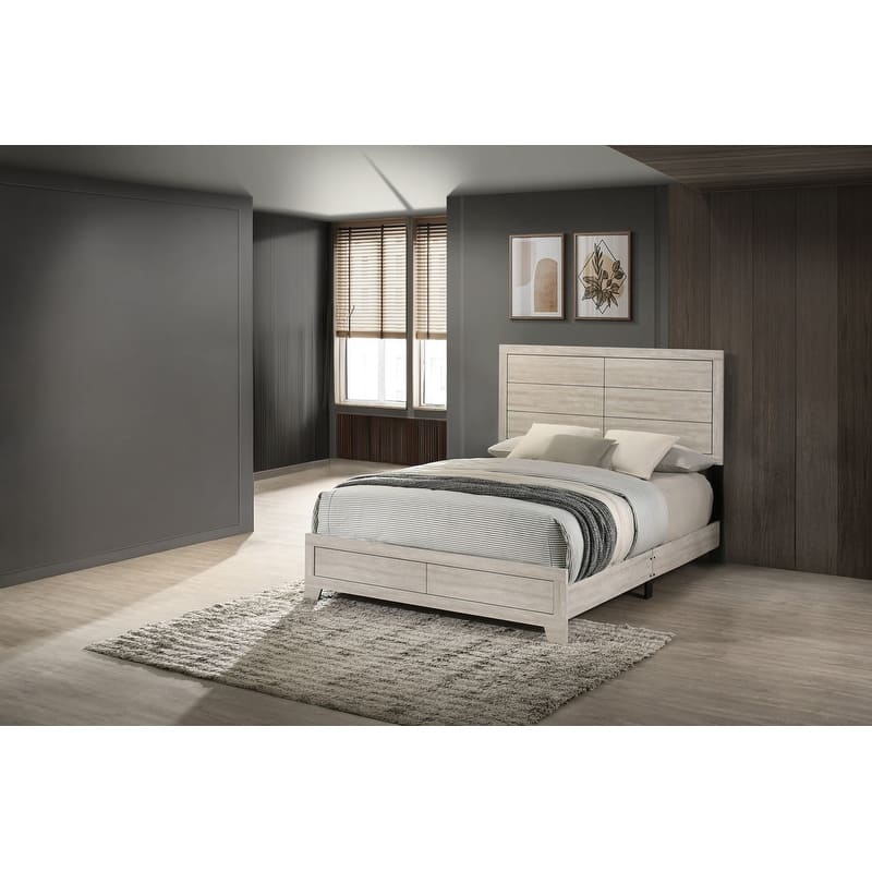 Best Quality Rustic Grey Oak Eastern and Queen Panel Bedframe