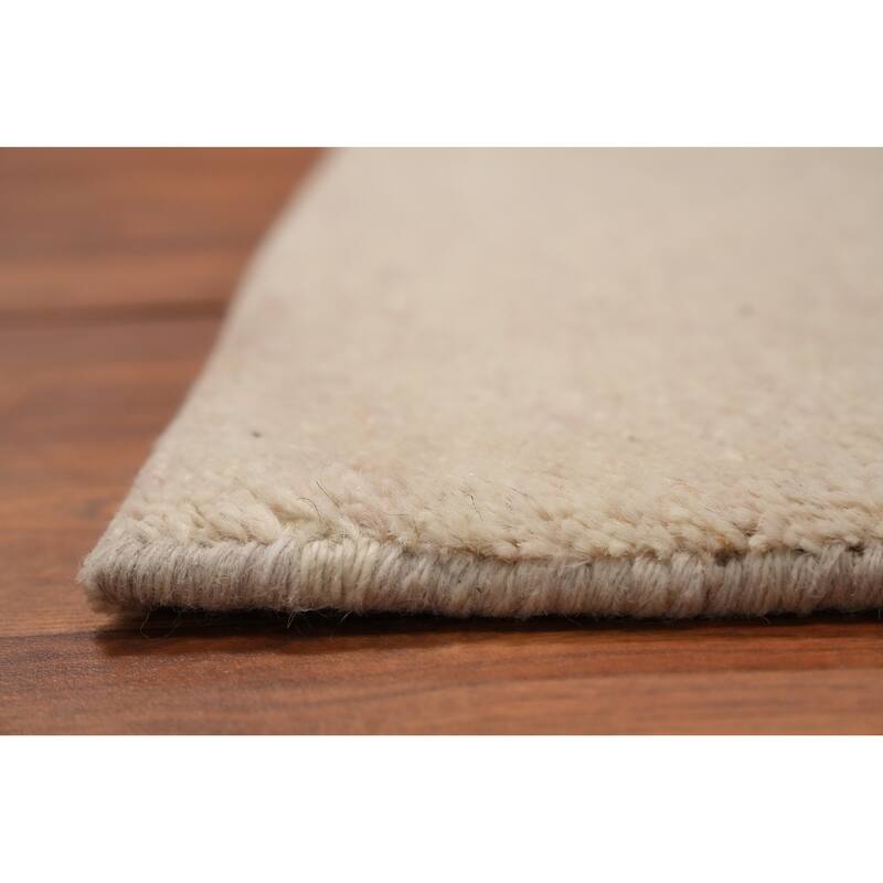 Hand Knotted Oriental 100% Wool Carpet Modern Solid Beige & Ivories Gabbeh Area Rug - 4' 0'' X 2' 1''
