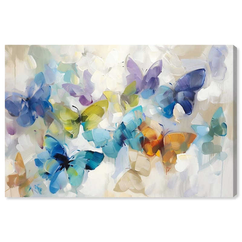 Art Remedy Fluttering Butterflies Gallery Wrapped Butterfly 1 Piece Canvas Wall Art - 54 x 36
