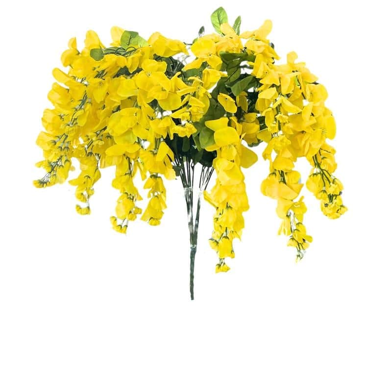 Faux Wisteria Flower Stems Bunch - GPB392-YELLOW