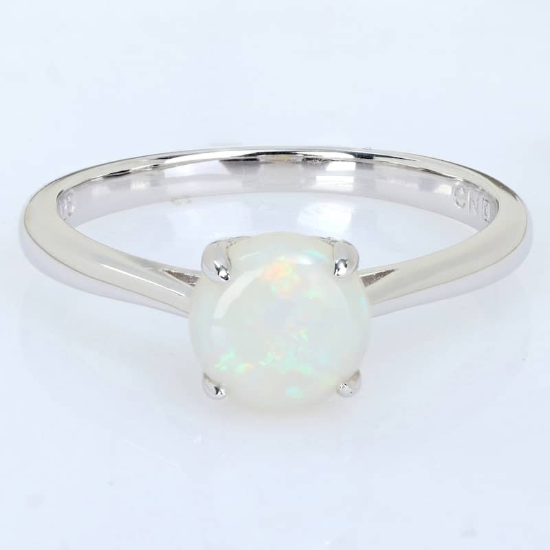Miadora 4/5ct TGW Opal Solitaire Engagement Ring Sterling Silver