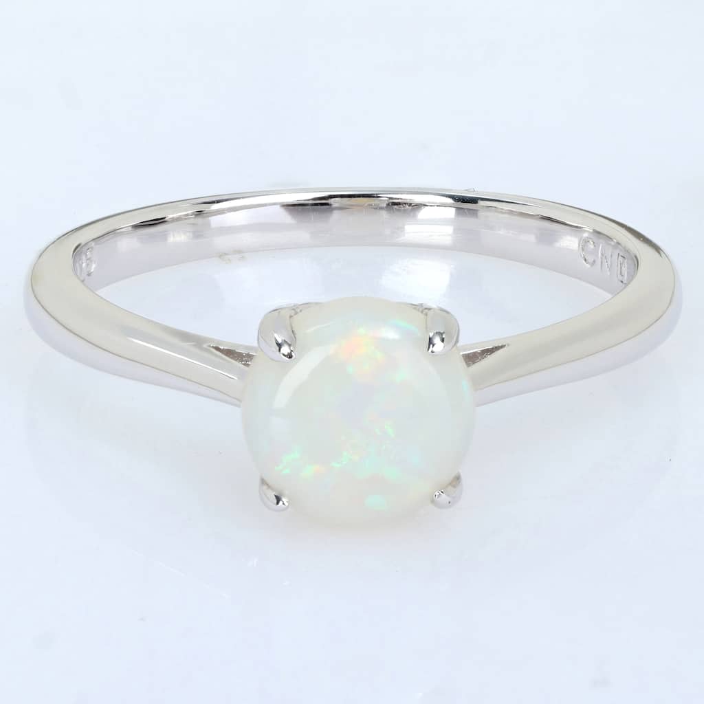 Miadora 4/5ct TGW Opal Solitaire Engagement Ring Sterling Silver