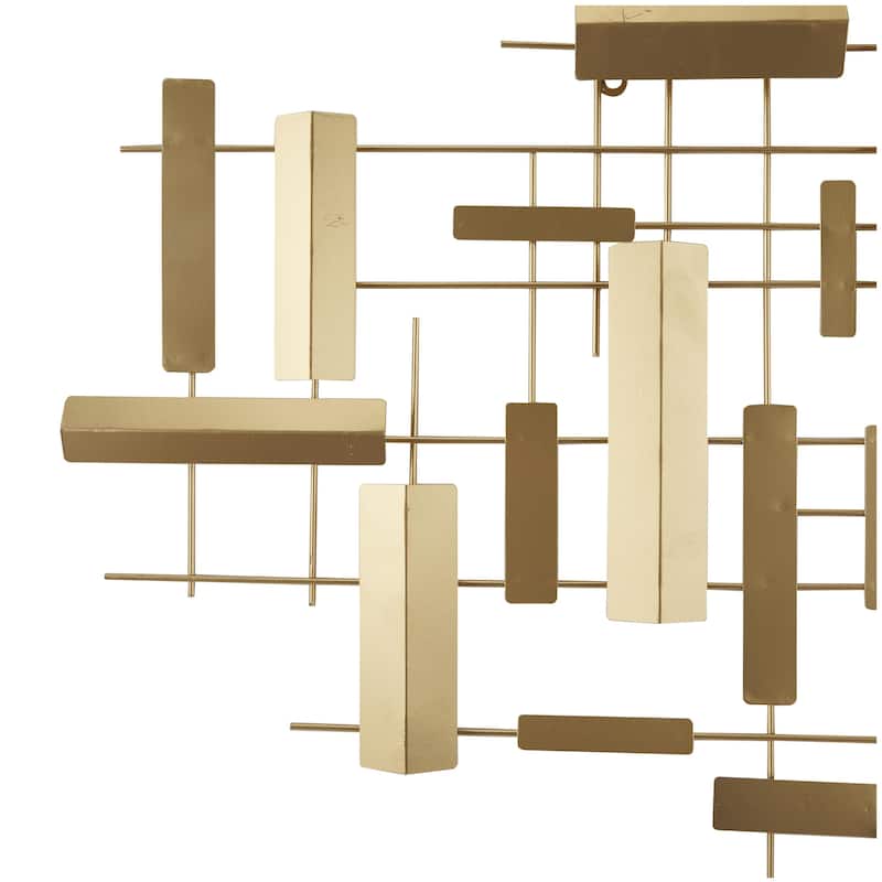 Metal Geometric 3D Stripes Home Wall Decor - Gold or Black - CosmoLiving by Cosmopolitan