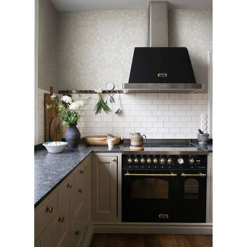 A-Street Prints Berit Bone Floral Crest Wallpaper