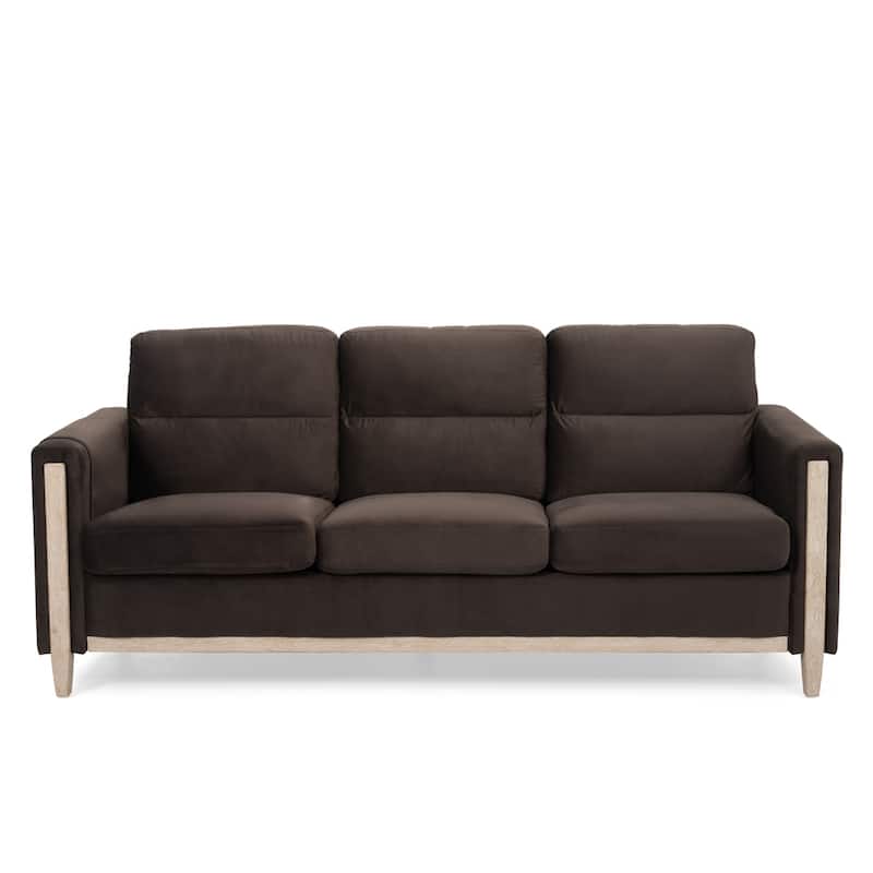Comfortable Solid Wood Three-Seater Sofa with Soft Cushions