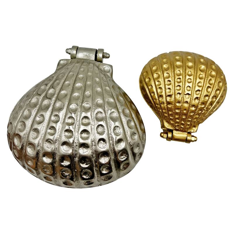 Set of 2 Decorative Handmade Aluminum Shell Shape Bowl - Set of 2