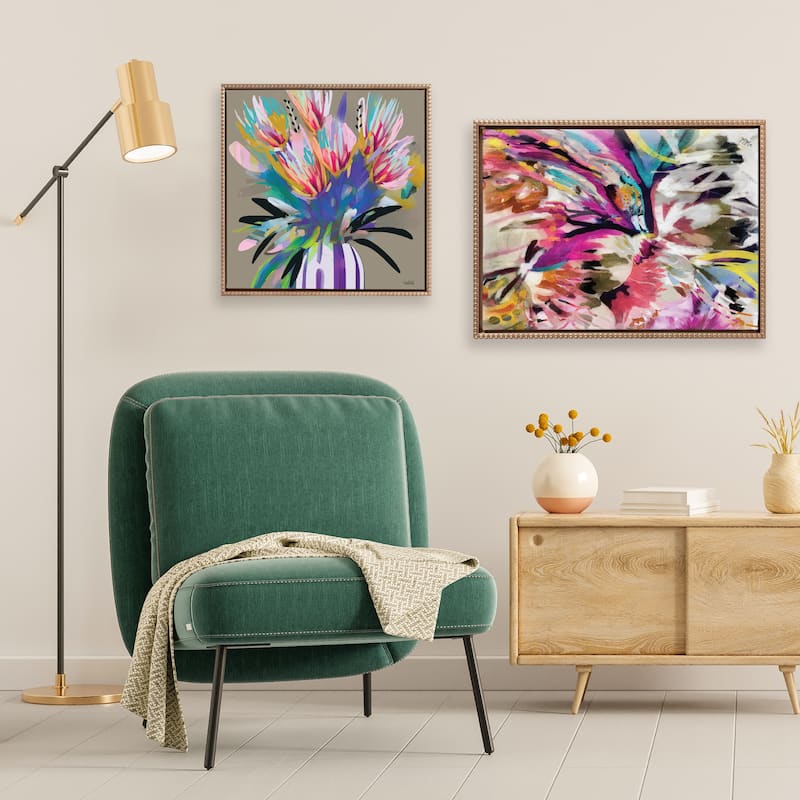 Kate and Laurel Sylvie Beaded Amaze Framed Canvas by Inkheart Designs