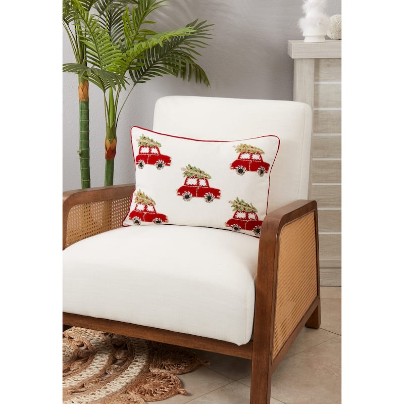 Jolly Joyride Christmas Cars Throw Pillow