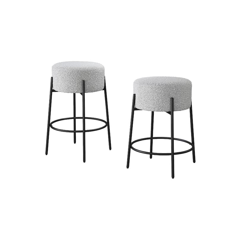 LuXeo Danica Bar Stool Black Steel Legs with Upholstered Seat (Set of 2)