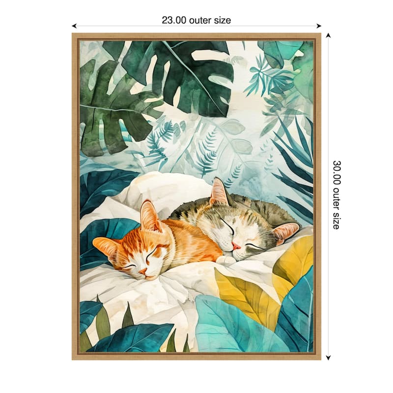 Cats Lives Napping by Justyna Jaszke Framed Canvas Wall Art - 23 x 30 in