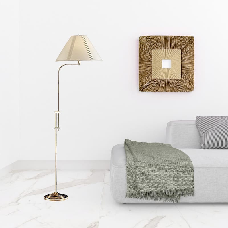 HomeRoots 68" Bronze Adjustable Traditional Shaped Floor Lamp With Beige Empire Shade - 21.75