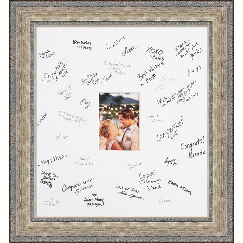 Fleur Signature Mat Picture Frame - Autograph Photo Frame Guest Book Alternative for Weddings, Graduations, or Retirement