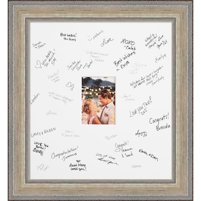 Fleur Signature Mat Picture Frame - Autograph Photo Frame Guest Book Alternative for Weddings, Graduations, or Retirement