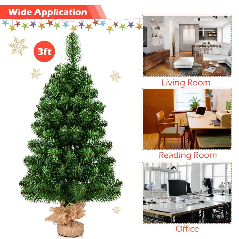 Costway 3Ft Artificial PVC Christmas Tree Tabletop Season Decoration