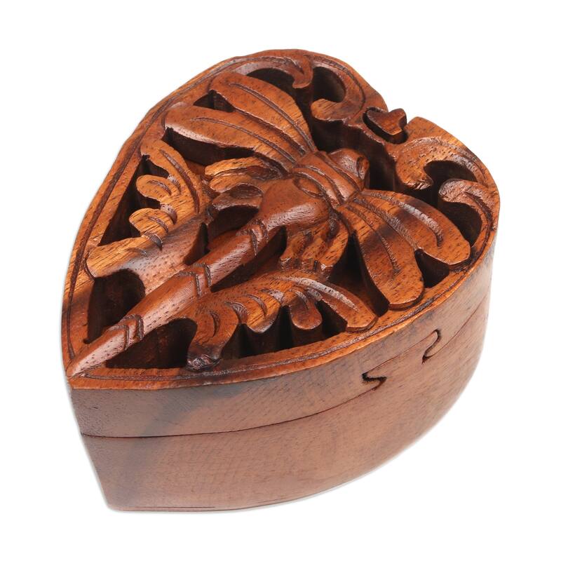 Novica Handmade Tenderness Of A Dragonfly Wood Puzzle Box