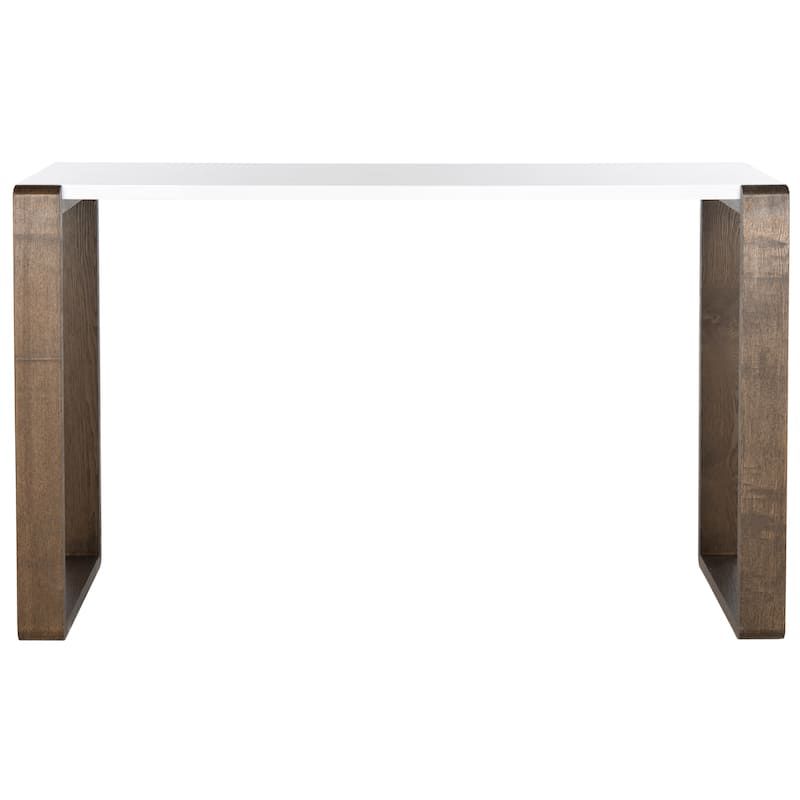 SAFAVIEH Nancie Mid-Century Modern White/ Dark Brown Lacquer Console Table - 51" x 17.6" x 31.5" - 51Wx18Dx32H - White/Oak