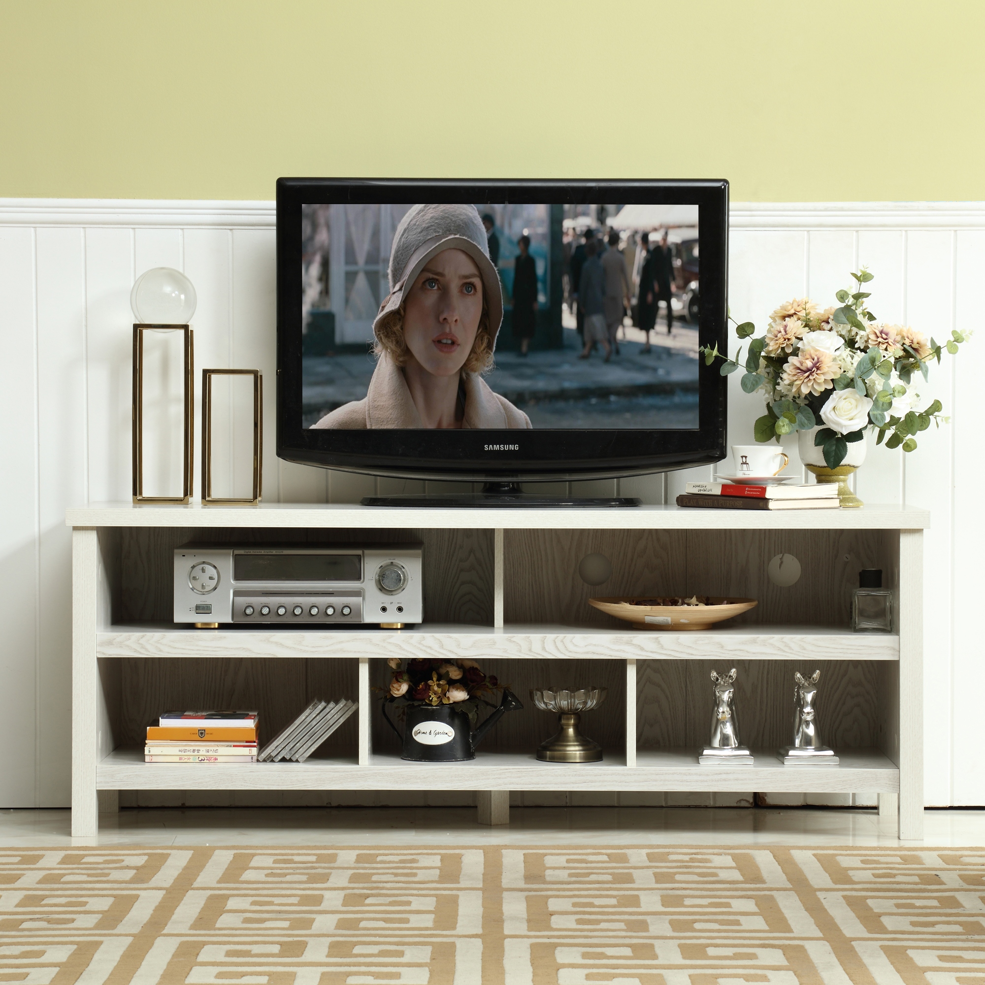 Washed wood on sale tv stand
