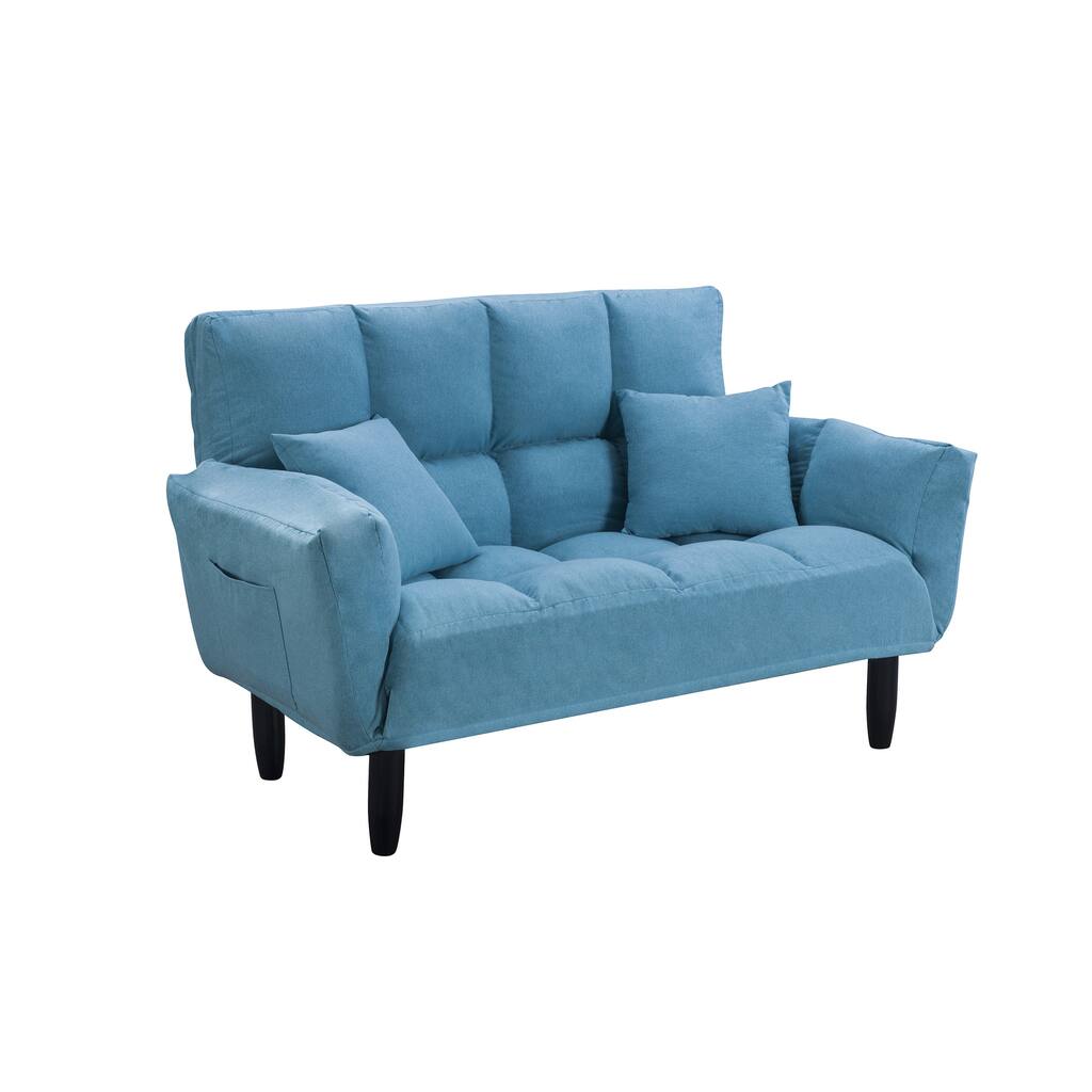 Modern Round Arm Tufted Sleeper Sofa with Solid Wood Legs - N/A