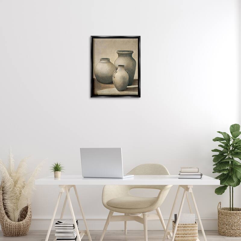 Stupell Trio of Vases Still Life Framed Floater Canvas Wall Art Design By André Mazo