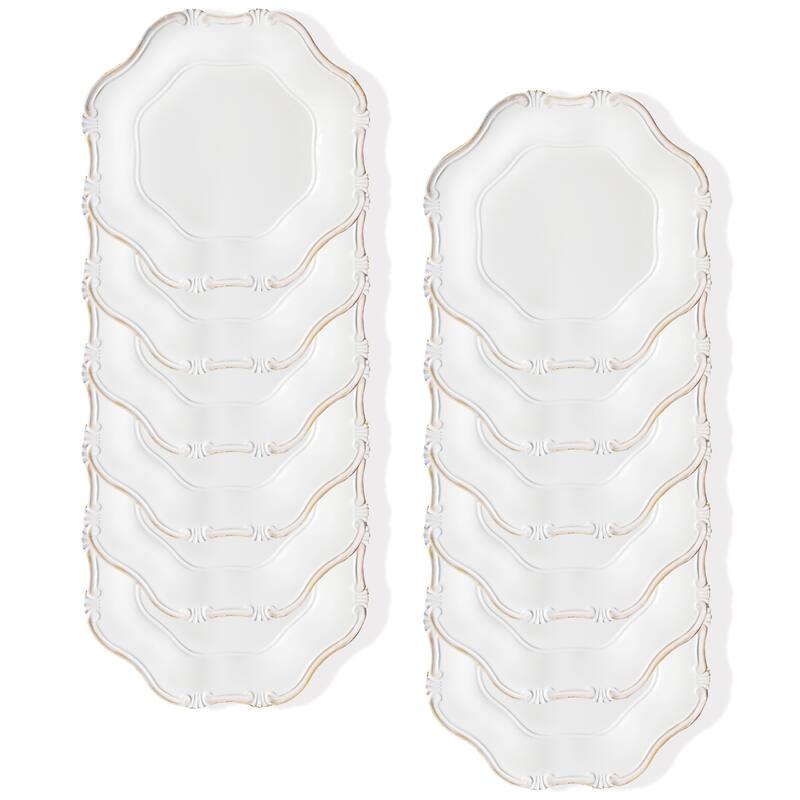 White Baroque Charger Plate 13" Set of 12 - 13" Dia x 0.5" H
