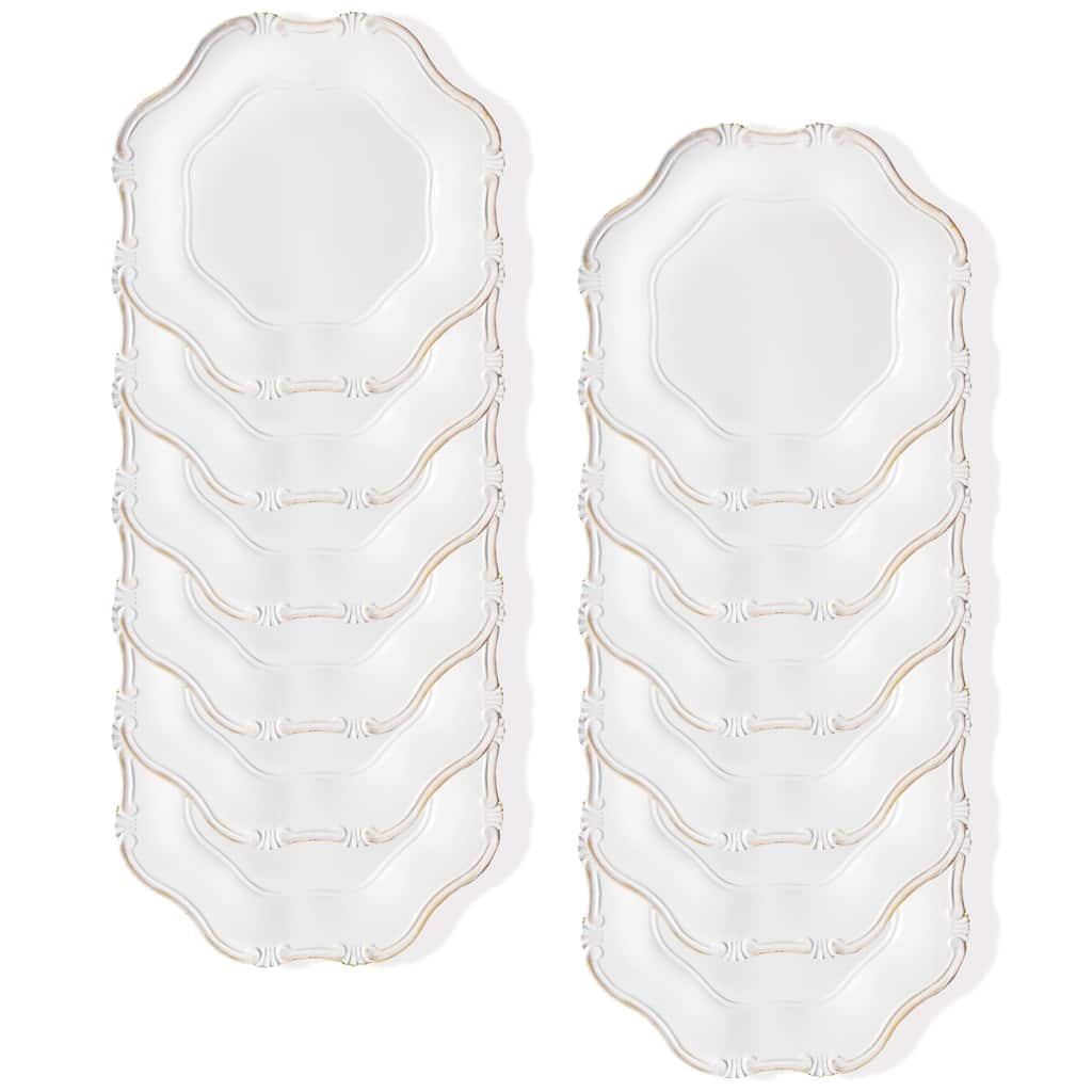 White Baroque Charger Plate 13" Set of 12 - 13" Dia x 0.5" H