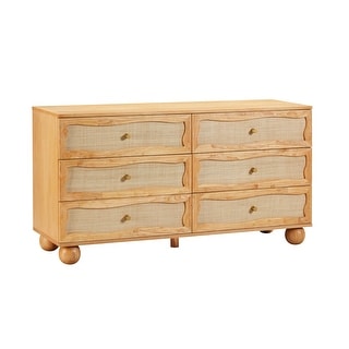 Grappa Natural Wood & Rattan Wavy Dresser - Bed Bath & Beyond - 40502647