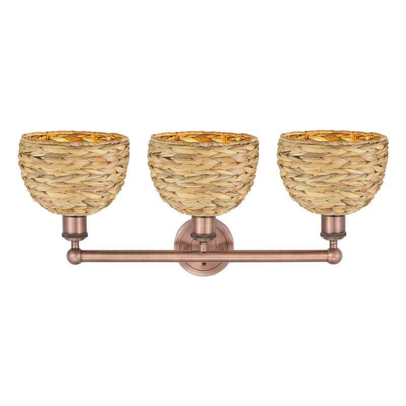 Innovations Lighting Endless Possibilities Edison - Woven Rattan - 3 Light 26" Bath Vanity Light
