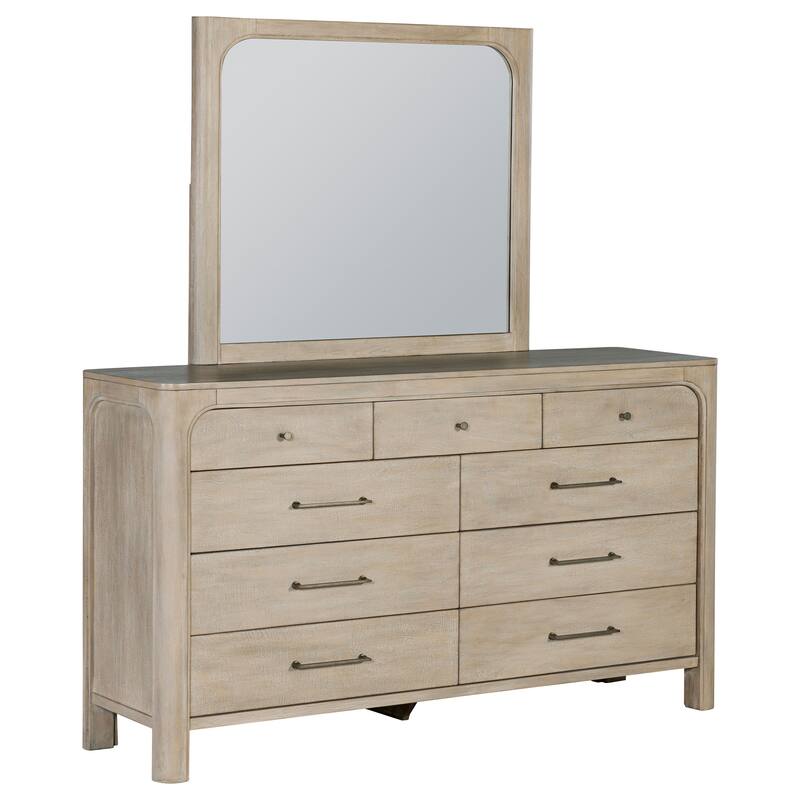 Solano 9-drawer Bedroom Dresser with Mirror Weathered Mango - Dresser with Mirror