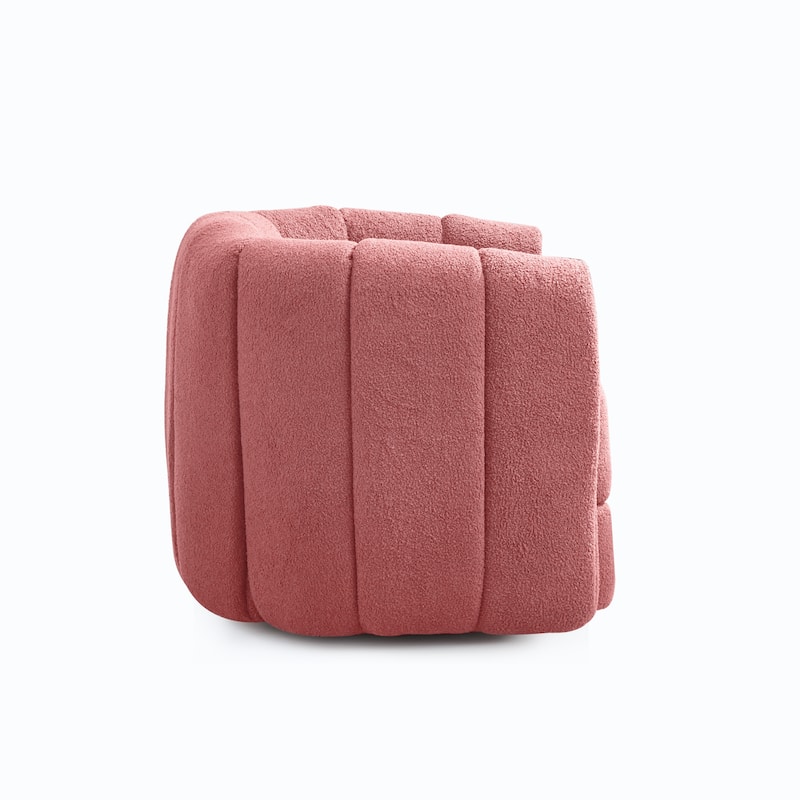 GDFStudio - Elodie Wide Teddy Swivel Armchair with Wooden Side Base, Modern Comfy Accent Chair