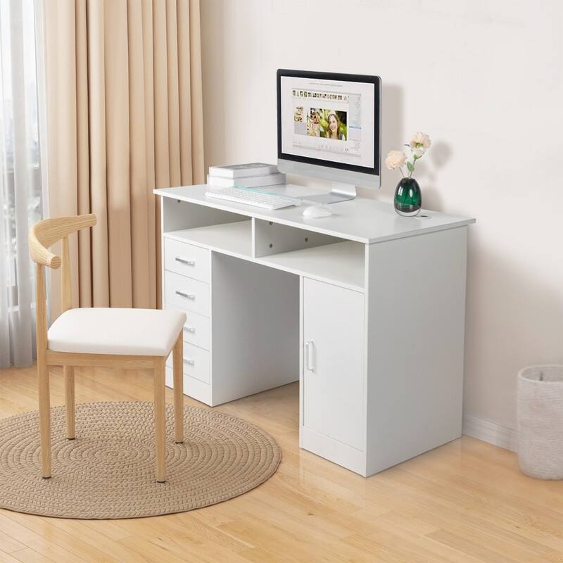 Manicure Table Computer Desk with 4 Drawers 1 Cabinet