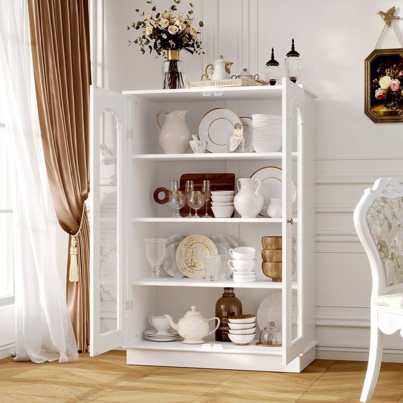 Modern Kitchen Pantry Cabinet Freestanding Storage Cabinet White Brown