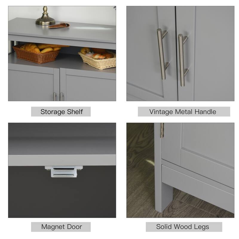 HOMCOM Kitchen Console Table, Buffet Sideboard, Wooden Storage Table with 2-Level Cabinet and Open Space