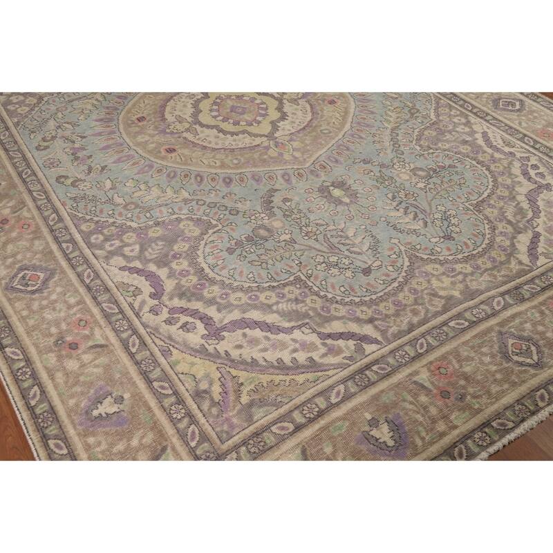 Traditional Blue Medallion Tabriz Persian Rug Hand-Knotted Wool Carpet - 8'2"x 11'0"